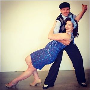 Vintage Blue Flowered Dress - Excellent Condition